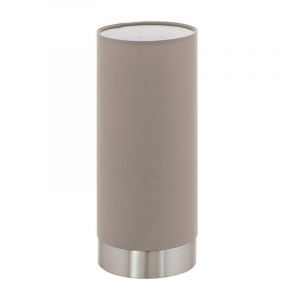 Lámpara de mesa gris pardo de tela, Abano, con regulador táctil