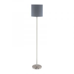 Lámpara de pie gris de tela, Abano, con interruptor