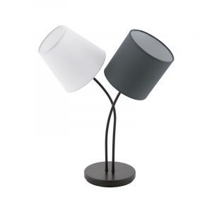 Lámpara de mesa blanca de tela, Anina, con interruptor