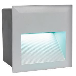 Lámpara de pared exterior empotrada plateada de aluminio, Anke, IP65