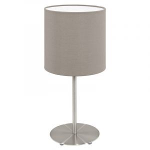 Lámpara de mesa gris pardo de tela, Abano, con interruptor