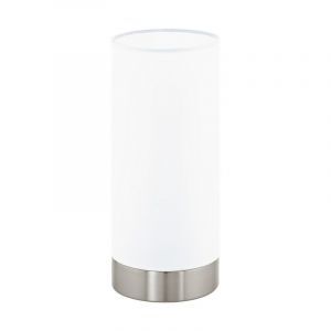 Lámpara de mesa níquel de vidrio, Asiye, con interruptor