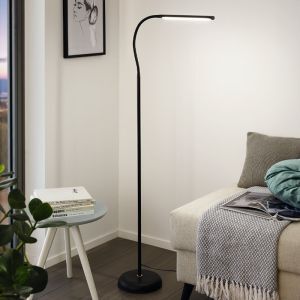 Lámpara de pie negra de plástico, Brennan, 5W, 4000K LED, con regulador táctil