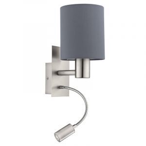 Aplique gris de tela, Abano, con interruptor