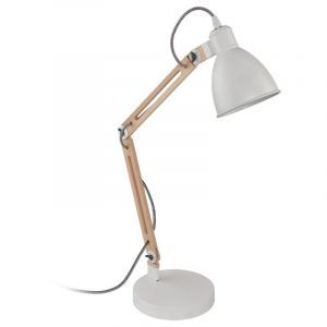 Lámpara de mesa de madera blanca, Ceyda, con interruptor