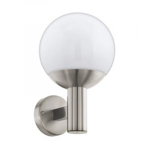 Lámpara exterior plateada de acero inoxidable, Baukje, IP44