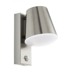 Aplique exterior con sensor de movimiento plateado de acero inoxidable, Aiden, IP44