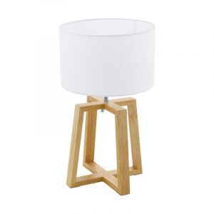 Lámpara de mesa de madera marrón, Maico, con interruptor