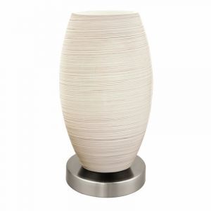 Lámpara de mesa níquel de acero, Angelino, con interruptor
