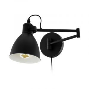 Aplique negro de acero, Tjarco, con interruptor