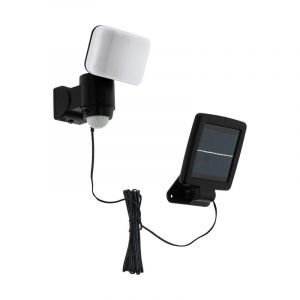 Aplique solar exterior negro de plástico, Frits, 5W, 6500K LED, IP44