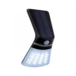 Aplique exterior con sensor de movimiento negro de plástico, Lydie, 2W, color de luz ajustable LED, IP44