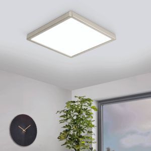 Lámpara de techo inteligente níquel de plástico, Geraldo, 19,5W, ajustable entre luz blanco cálido y frío LED, IP44