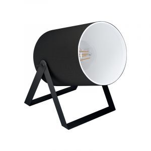 Lámpara de mesa negra de acero, Yvana, con interruptor