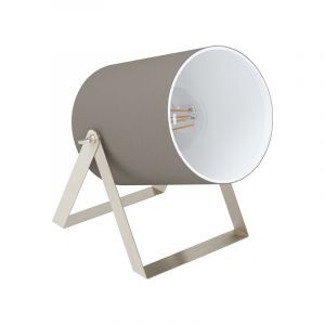Lámpara de mesa níquel de acero, Yvana, con interruptor