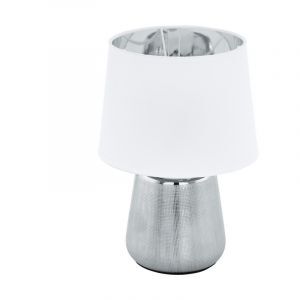 Lámpara de mesa de cerámica plateada, Elvin, con interruptor