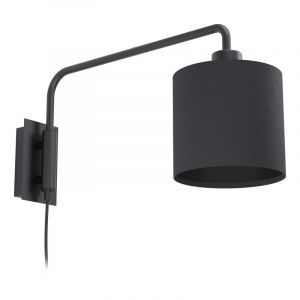 Aplique negro de acero, Vanita, con interruptor