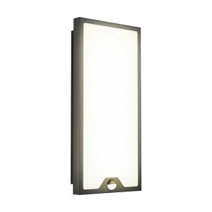 Aplique exterior con sensor de movimiento negro de acero, Lydian, 16W, 3000K LED, IP44