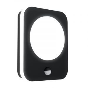 Aplique exterior con sensor de movimiento negro de aluminio, Luut, 9W, 3000K LED, IP44