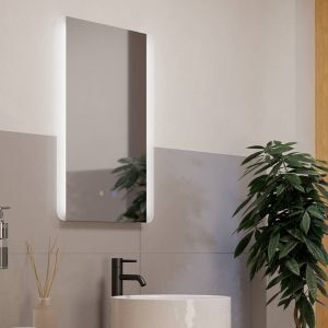 Espejo retroiluminado gris de vidrio, Bibi, 7,1W, ajustable entre luz blanco cálido y frío LED, IP44, con interruptor