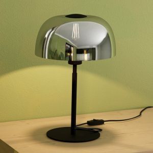 Lámpara de mesa negra de vidrio, Miam, con interruptor