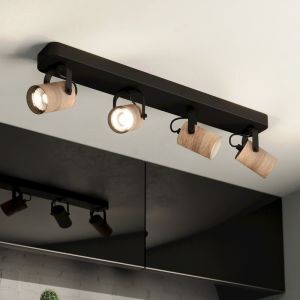 Foco de techo de madera negro, Thierry
