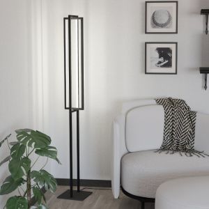 Lámpara de pie negra de aluminio, Lianne, 34W, ajustable entre luz blanco cálido y frío LED, regulable en 3 pasos