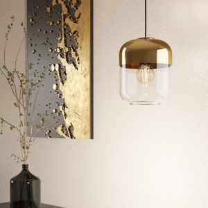 Lámpara colgante dorada de vidrio, Jeanny