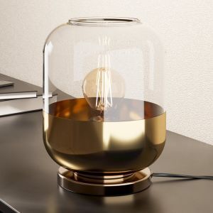 Lámpara de mesa dorada de vidrio, Jeanny, con interruptor