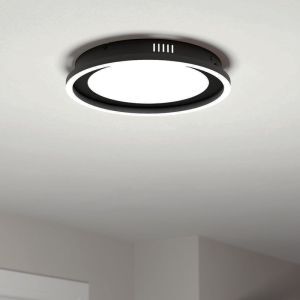 Lámpara de techo negra de aluminio, Thijn, 11,5W, ajustable entre luz blanco cálido y frío LED, regulable en 3 pasos