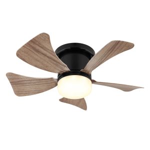 Ventilador de techo marrón de plástico, Herwin, 10W, ajustable entre luz blanco cálido y frío LED, con mando a distancia