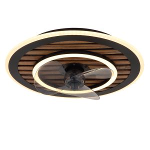 Ventilador de techo negro de metal, Maha, 36W, ajustable entre luz blanco cálido y frío LED, con mando a distancia