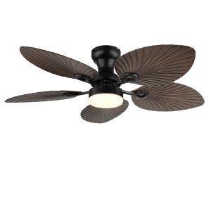 Ventilador de techo marrón de metal, Naduah, 22W, white switch LED, con mando a distancia