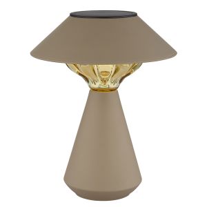 Lámpara de mesa solar marrón de plástico, Nasr, 0,06W, 3000K LED, IP44, con interruptor