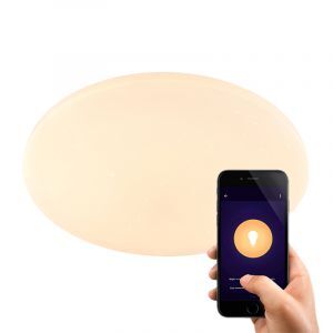 Lámpara de techo inteligente blanca de metal, Helena, 30W, ajustable entre luz blanco cálido y frío LED