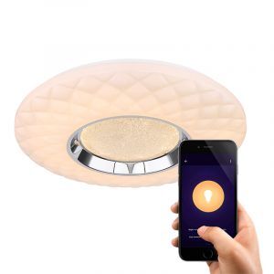 Lámpara de techo inteligente blanca de metal, Aldin, 30W, ajustable entre luz blanco cálido y frío LED