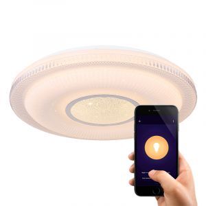 Lámpara de techo inteligente blanca de metal, Aldin, 30W, ajustable entre luz blanco cálido y frío LED