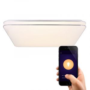 Lámpara de techo inteligente blanca de metal, Alison, 48W, ajustable entre luz blanco cálido y frío LED