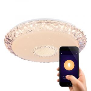 Lámpara de techo inteligente blanca de metal, Taylan, 40W, ajustable entre luz blanco cálido y frío LED