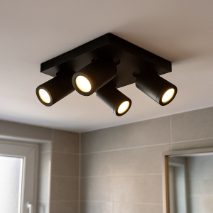 Foco de techo negro moderno, Kenan, IP44