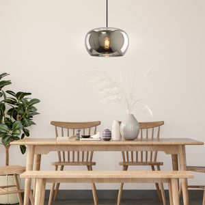 Lámpara colgante gris diseño, Vidro