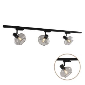 1M sistema iluminación carril monofásico negro + 3 Skip focos de carril