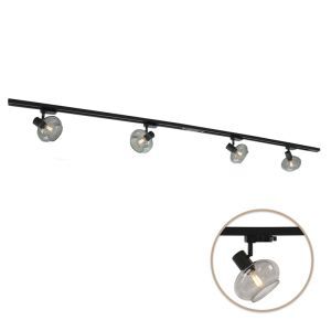 2M sistema iluminación carril monofásico negro + 4 Skip focos de carril