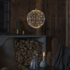 Bola Navidad con luz plateada de plástico, Bol, 1,5W, 2700K LED