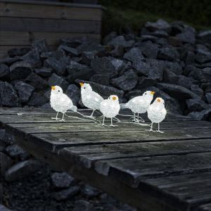 Pájaros LED, motivos navideños - Juego de 5