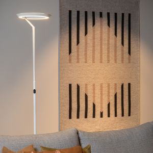 Lámpara de pie moderna blanca, Celeste, 21W, 2700K LED, con regulador táctil