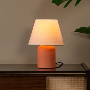Lámpara de mesa de cerámica naranja, Macia, con interruptor