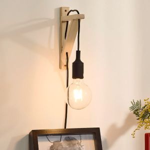 Aplique de madera negro, Fix, con interruptor
