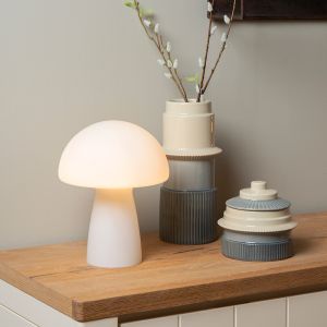 Lámpara de mesa moderna blanca, Fungo, con interruptor