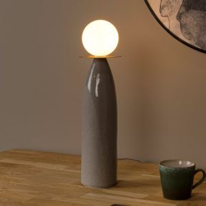 Lámpara de mesa de cerámica gris, Figaro, con interruptor